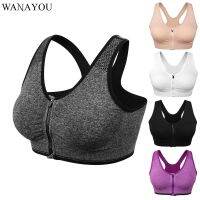 WANAYOU Zipper Yoga Bra TopS-XL Women Padded Yoga Sports TopBreathable Workout Running Fitness Gym Yoga Shirts Sports T-Shirt