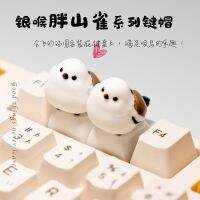 Handmade Personalized Cartoon Cute Fun White Bird Tits Parrot Cute Cross-Axis Three-Dimensional Keycap Creative Birthday Gift