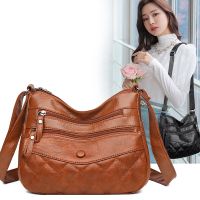 Casual Travel Ladies Messenger Bag Mother Shoulder Soft Leather Diamond Washed Side Backpack Middle-Aged Versatile Large-Capac 【AUG】