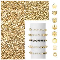 100pcs/lot Golden Spacer Beads Round Beads Star Heart Spacer Beads CCB Beads for Bracelet Earring Necklace Jewelry Making Beads