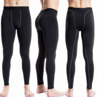 เพิ่มขนสัตว์การบีบอัดแปรง Leggings กีฬาเล่นสกีกางเกงชุดชั้นในเลกกิ้งผู้ชายออกกำลังกายยิมกางเกงสีดำกางเกงวิ่ง