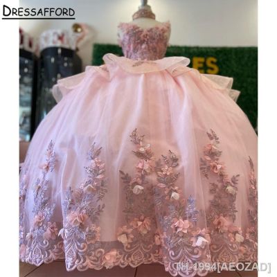 ♀✙ AEOZAD Vestido de baile Quinceanera rosa fora do ombro 16 Dress Flores Vestidos festa celebridades