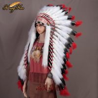 Cosplay Props Feather Headdress Indian Chieftain Hat Halloween Carnival Day Headband Headwear Villus Chiefs Cap Party Headwear