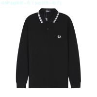 FRED PERRY ฤดูใบไม้ร่วงและฤดูหนาวเสื้อยืด Fir โปโลแขนยาวของผู้ชาย,สีทึบหลวมผ้าฝ้ายบริสุทธิ์เสื้อโปโลแบบลำลองเทรนด์ฤดูใบไม้ผลิ