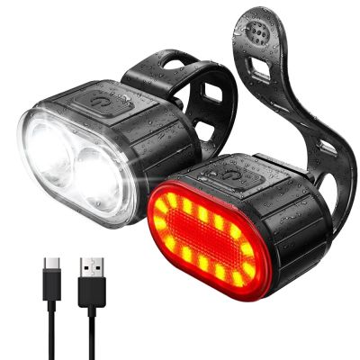 ™ USB Rechargeable Bike Light Set Bike Lights Front and Back LED Rear Taillight Bicycle Lights for Night Riding Safety