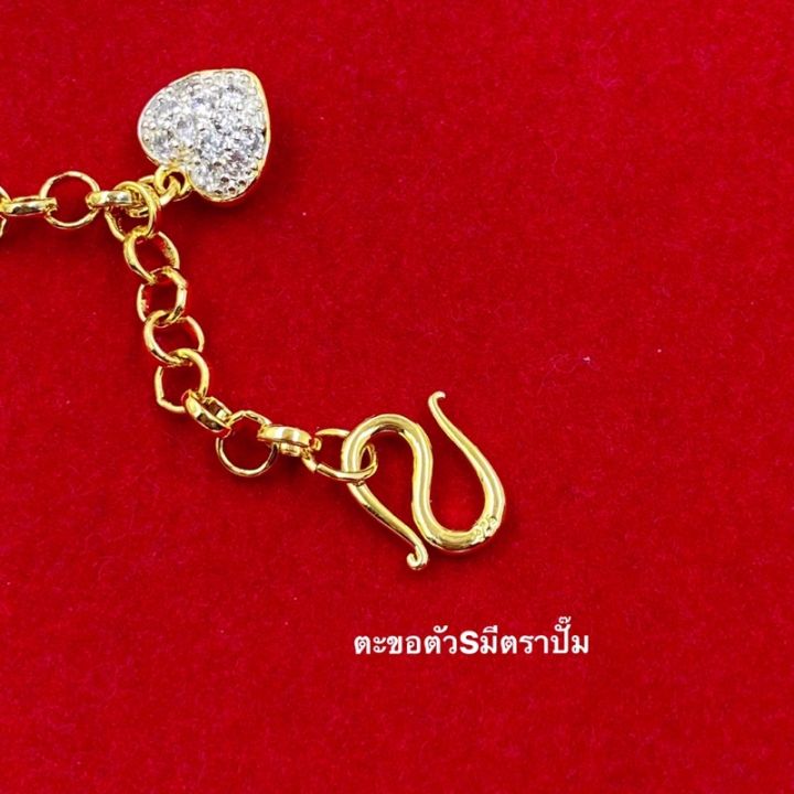 สร้อยข้อมือทอง-ห้อยจี้ccหลุยส์น่ารัก-ปรับขนาดได้17-19cm-สร้อยข้อมือเพชร-n147-สร้อยข้อมือทอง-บริการเก็บเงินปลายทาง