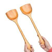 [COD] Non-stick pan wooden shovel special 39cm long handle spatula lettering cooking kitchen utensils wholesale