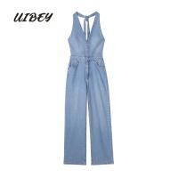 ร้อน, ร้อน★Uibey ชุดจั๊มสูท คอวี เอวสูง เปิดหลัง สไตล์คาวบอย 875594