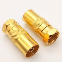 5pcs Gilded F Type Male Plug Connector Socket to RF Coax 9.5 TV Aerial Female RF Adapters