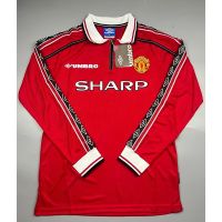 shot goods 1998 Manchester United Retro Long sleeve Football Shirt 98-99 Home Zip Neck xzlai