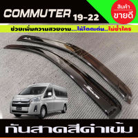 กันสาดประตู 2 ชิ้น สีดำเข้ม ทรงเรียบ ใหญ่ โตโยต้า คอมมิวเตอร์ Toyota HIACE commuter รถตู้ 2019 2020 2021 2022 ON