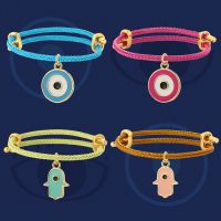 Evil Blue Eye Charms Bangles Bracelets for Women Cartoon Colorful Rope Bangles Good Luck Turkish Eye Woman 39;s Bracelets Female