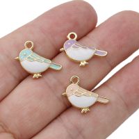 10Pcs เคลือบทองชุบนกสีม่วง Bee Charm จี้สำหรับเครื่องประดับทำสร้อยข้อมือสร้อยคอ DIY ต่างหูอุปกรณ์เสริม Craft