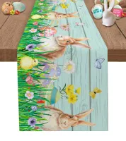 Cartoon Easter Rabbit Egg Table Flag Wedding Party Tablecloth Christmas Decoration New Year Table Decoration Accessories