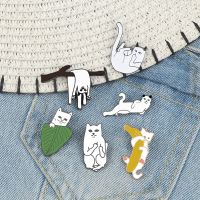 hot【DT】 Cats Enamel Pin Branch Banana Animals Brooch Men Lapel Pins Denim Jeans Badge Cartoon Jewelry Gifts