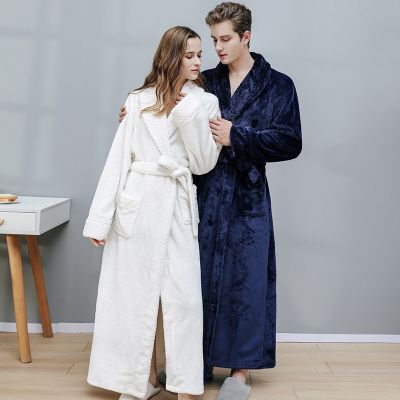【cw】 Ladies Nightgown Men 39;s Loungewear Coral Thicker Couple Bathrobe Warm Sleepwear ！