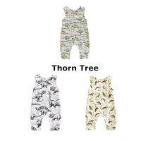 Thorn Tree เด็กทารกหญิงชายฤดูร้อนสบายๆ Jumpsuit แขนกุดคอ O ไดโนเสาร์/ปลาพิมพ์ Romper