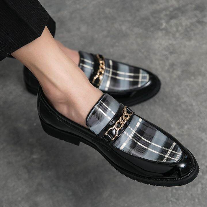 รองเท้าหนังนิ่ม-sepatu-empuk-ลายทางสไตล์อังกฤษแบบสลิปออนรองเท้าผู้ชายลำลองรองเท้าโลฟเฟอร์ผู้ชายจากอิตาลีคุณภาพสูงและใหม่