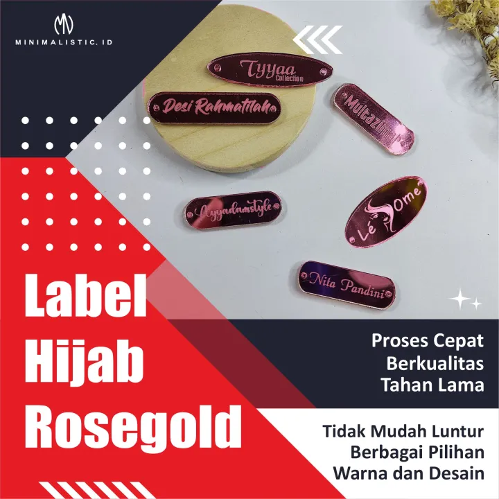 PAKET 30pcs Label Hijab ROSEGOLD Label Hijab Akrilik Label Akrilik ...