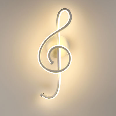 Creative LED Musical Note Design Wall-Mounted Lamp Modern LED Musical Note Bedside Spiral Night Light Indoor