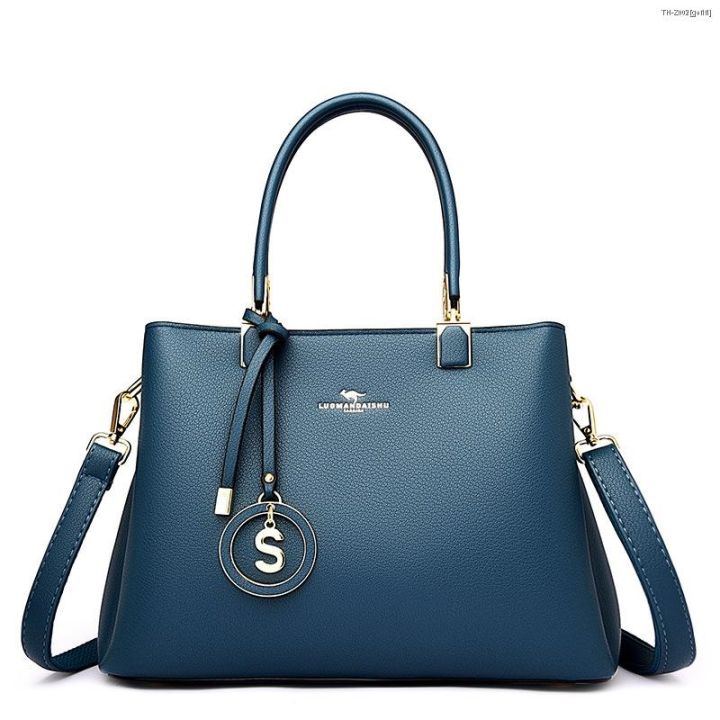 handbag-branded-กระเป๋าถือแม่วัยกลางคนสีทึบใหม่ความจุขนาดใหญ่สีทึบเทรนด์สบาย-ๆ-กระเป๋าสะพายสุภาพสตรีย้อนยุคยุโรปและอเมริกา