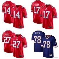 เสื้อกีฬาแขนสั้น ลายทีมชาติฟุตบอล Buffalo Bills NFL Allen White Smith ทรงหลวม โอเวอร์ไซซ์ สําหรับผู้ชาย และผู้หญิง