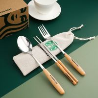 Gracekarin MYTOOLS 1Set Japanese Tableware Spoon Fork Chopsticks Simple Tableware Set Starbucks Stainless Steel NEW