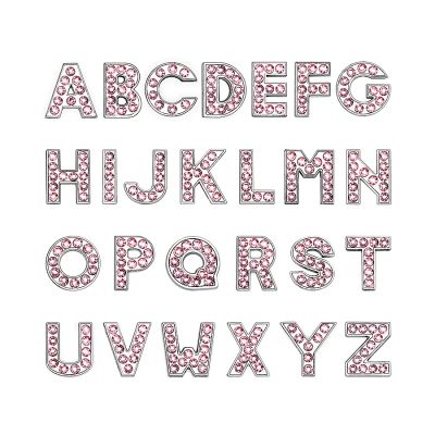 【CW】 A-Z 8mm Pink Rhinestone Letters Making Alphabet Wristband Collar Keychain Jewelry 1pc