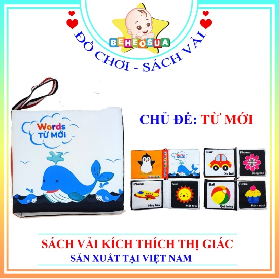 Combo 6 cuốn sách vải kích thích thị giác song ngữ anh việt cho bé - ảnh sản phẩm 3