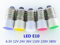 【Worth-Buy】 kallidora 5ชิ้นหลอดไฟ LED E10สำหรับอุตสาหกรรม6.3V 12V 24V 36V หลอดไฟส่องสว่างแบบแบน110V E10 220V หลอดไฟ LED 380V