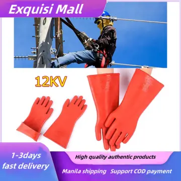 Insulated 12KV High Voltage Electrical Insulating Gloves For