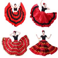 hot【DT】 Gypsy Woman Spanish Flamenco Skirt Polyester Big Ballroom Belly Costumes