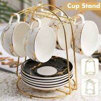 4/6 Cups Golden Cups Holders Mug Cups Stand Rack Home Kitchen Tabletop Coffee Mug Holder Storage Organizer Rack Drying Organizer