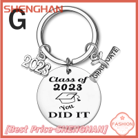 SHENGHAN 1ชิ้น2023ของขวัญจบการศึกษาสแตนเลสพวงกุญแจพร้อมจี้เลื่อนไอเดีย