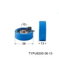 TYPU6200ล้อโพลียูรีเทน36 13มม.,OD36 ID10ชนิดแบน TPU 1ชิ้นรอกสีฟ้าพร้อมสกรู304ตัว