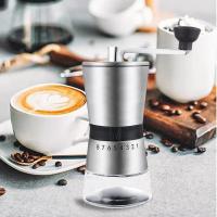 Manual Coffee Grinder For French Embossing Machine, Hand-held Mini, K Cup, Brushed Stainless Steel Portable Conical Grinder