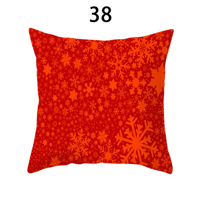 P5u7 40สีโซฟาเกล็ดหิมะสีแดงสแควร์ปลอกหมอนความงามปีใหม่แฟชั่นบ้านและที่อยู่อาศัย