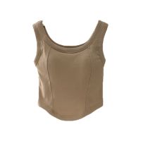 【Ready】? Small suspenders with chest pads and sexy pure desire wind white short style self-cultivation vest womens sleeveless bottoming top