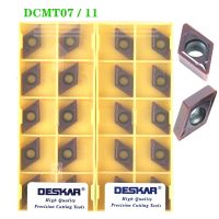 เม็ดมีดคาร์ไบด์ DCMT070204 DCMT11T304 DCMT11T308 LF6018 DESKAR CNC เครื่องตัดกลึงเครื่องมือกลึง DCMT ใบมีดสําหรับสแตนเลส