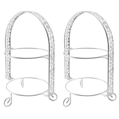 Metal Cake Stand Double-Layer Arch-Shaped Golden Fruit Dessert Rack Wedding Birthday Party Decoration Cupcake Stand