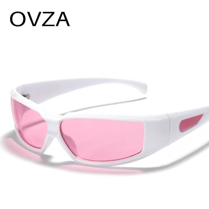 ovza-แว่นตาแว่นกันแดดกีฬาผู้ชายแฟชั่นพังก์ไล่ระดับสีแว่นตากันลมผู้หญิงสีเงินเลนส์มิโร-s2065