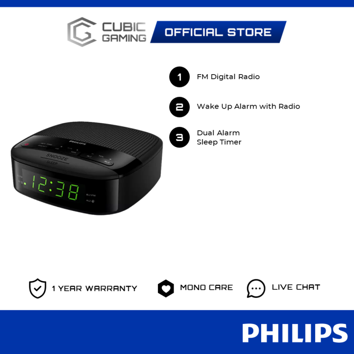 Philips Digital Tuning Clock Radio TAR3205 Dual alarm FM Digital