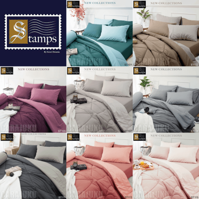 STAMPS ชุดผ้าปูที่นอน+ผ้านวม 6 ฟุต สีพื้น Plain (ชุด 6 ชิ้น) (เลือกสินค้าที่ตัวเลือก) #แสตมป์ส ชุดเครื่องนอน ผ้าปู ผ้าปูที่นอน ผ้าปูเตียง