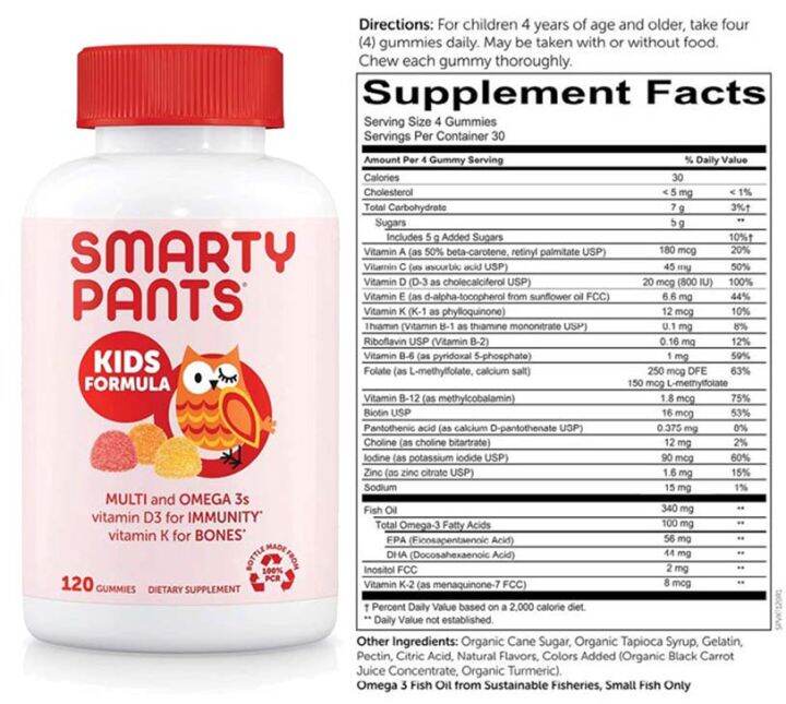 SmartyPants, Kids Formula, Multi And Omega 3s, Vitamin A B D C E K ...