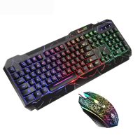 RGB Backlit Gamer แป้นพิมพ์และเมาส์ USB สาย LED Backlit ปุ่มกดวิศวกรรมเหมาะกับการทำงานคีย์บอร์ดเกมสำหรับพีซีคอมพิวเตอร์เดสก์ทอป