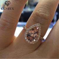 【YF】 CC Wedding Rings For Women Water Drop Champagne Cubic Zirconia Engagement Ring Bridal Temperament Jewelry Shipping CC2209