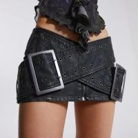 PU Leather Low Waist Belt Mini Skirts Women 2023 Y2K Vintage Aesthetic Fairy Grunge Alt Clothes Korean Female Sexy Slim Skirt