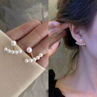 Back hanging Pearl Earrings simple temperament Korean personality net red small earrings YDFT YDFT