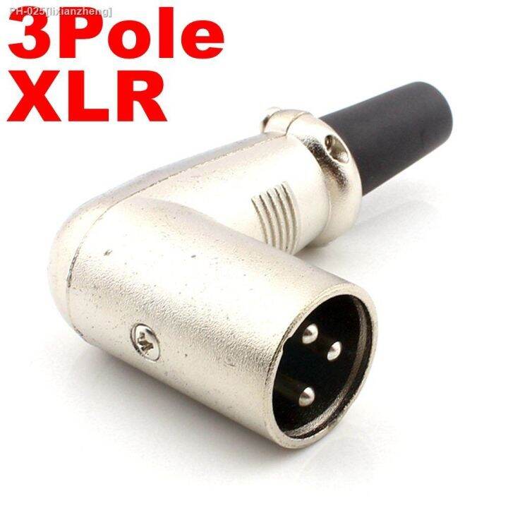 ☎ 1 pcs 3 Pole Right Angle Male/Female Cannon XLR Connector Plug for Microphone Cannon Connector