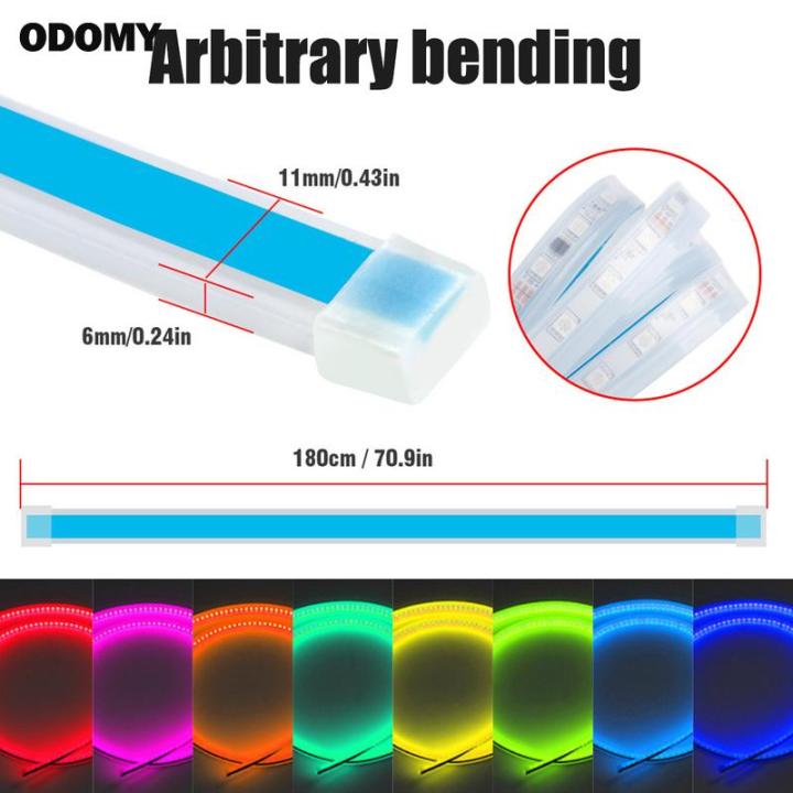 ไฟติดฝากระโปรงรถแถบไฟ-led-สำหรับรถฝากระโปรงรถไฟแถบไฟ-led-71นิ้วฝากระโปรงไฟนำทางแบบยืดหยุ่น-rgb-ไฟตกแต่งขณะวิ่งไฟนำทางเครื่องยนต์สำหรับรถบรรทุก